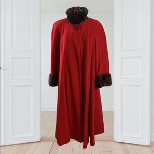 Marvin Richards Vintage Full Length Mink Fur Trim Coat